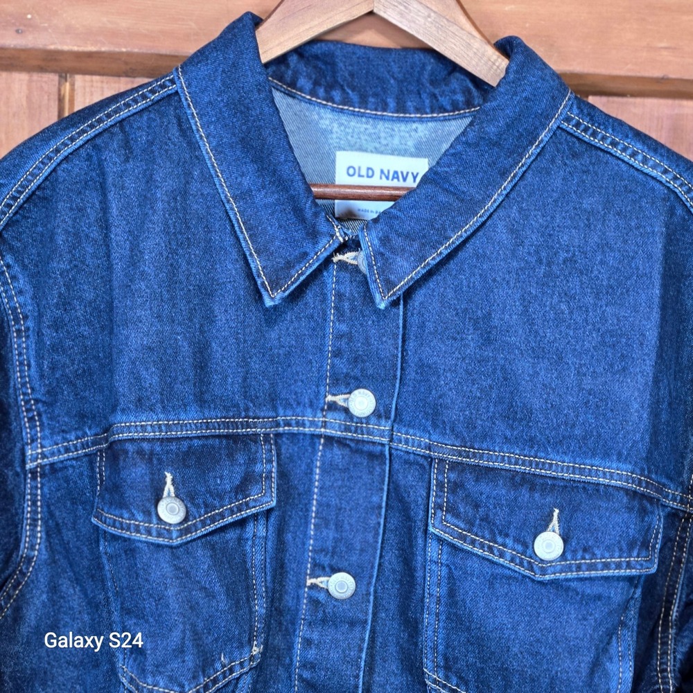 OLD NAVY Womens Denim‎ Jacket Dark Wash Classic Trucker Style Size 3X